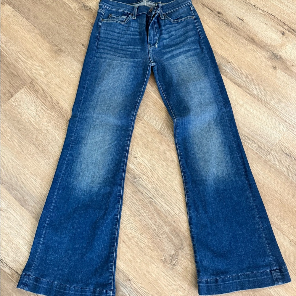 7 For All Mankind Blue Flare Jeans - Mid Wash